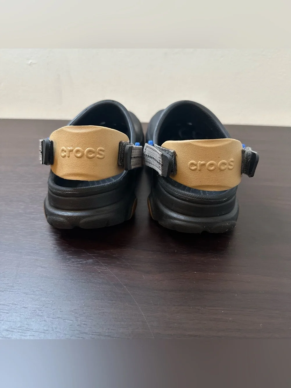 Crocs Classic All-Terrain Clogs Kids Black Adjustable Strap, Size Junior 2 Kids